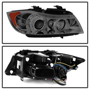 BMW 3 Series Headlights - SPYDER - Proj LED Halo Amber Reflctr - Smoke - `06-`08
