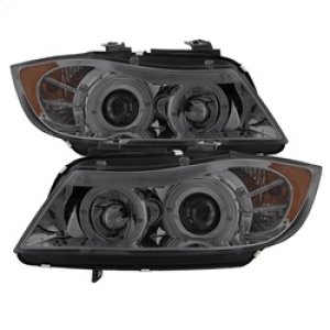 BMW 3 Series Headlights - SPYDER - Proj LED Halo Amber Reflctr - Smoke - `06-`08