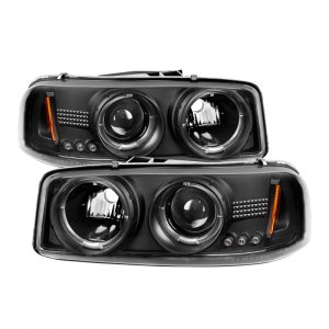 GMC Sierra 1500 Headlights - SPYDER - Projector LED Halo - Black - `99-`06