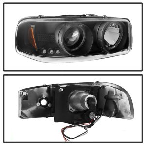 GMC Sierra 2500 Headlights - SPYDER - Projector LED Halo - Black - `99-`06