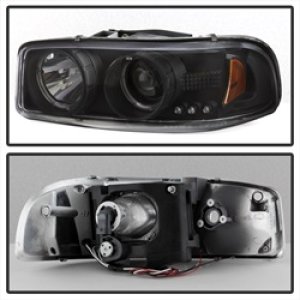 GMC Sierra 2500 Headlights - SPYDER - Projector LED Halo - Black - `99-`06