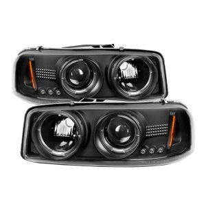 GMC Sierra 3500 Headlights - SPYDER - Projector LED Halo - Black - `99-`06