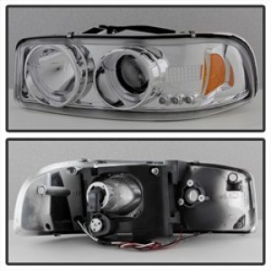GMC Sierra 1500 Headlights - SPYDER - LED Halo Projector - Chrome - `99-`06