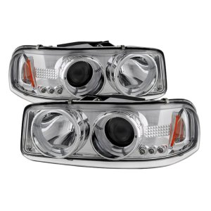 GMC Sierra 2500 Headlights - SPYDER - LED Halo Projector - Chrome - `99-`06