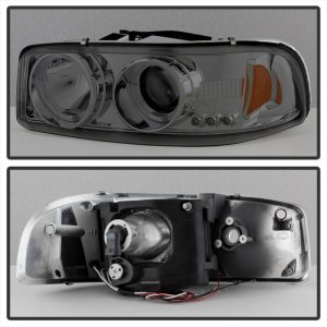 GMC Sierra 2500 Headlights - SPYDER - Projector LED Halo - Smoke - `99-`06