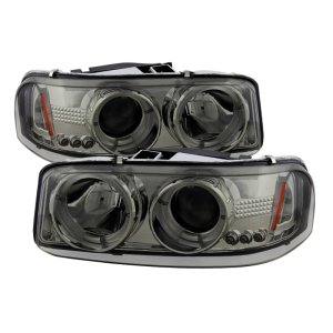 GMC Sierra 3500 Headlights - SPYDER - Projector LED Halo - Smoke - `99-`06