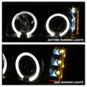 Chevrolet Silverado 1500 Headlights - SPYDER - Projector LED Halo with Amber Reflector - Black - `03-`06