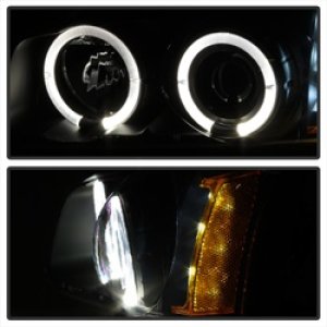 Chevrolet Silverado 1500 Headlights - SPYDER - Projector LED Halo with Amber Reflector - Black - `03-`06