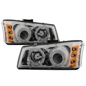 Chevrolet Silverado 1500 Projector Headlights - SPYDER - LED Halo - Amber Reflector - Chrome - `03-`06