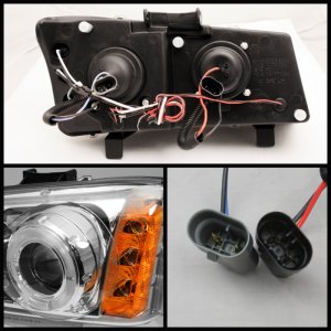 Chevrolet Silverado 1500 Projector Headlights - SPYDER - LED Halo - Amber Reflector - Chrome - `03-`06