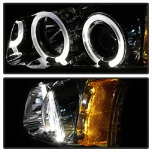 Chevrolet Silverado 1500 Projector Headlights - SPYDER - LED Halo - Amber Reflector - Chrome - `03-`06