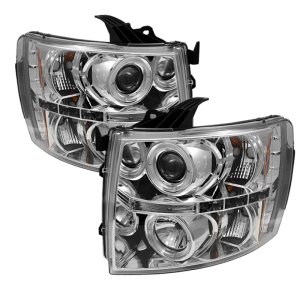 Chevrolet Silverado 1500 Headlights - SPYDER - Projector, LED Halo - Chrome - `07-`13