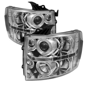 Chevrolet Silverado 1500 Headlights - SPYDER - Projector, LED Halo - Chrome - `07-`13