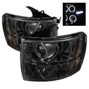 Chevrolet Silverado 1500 Headlights - SPYDER - LED Halo Projector - Smoke - `07-`13