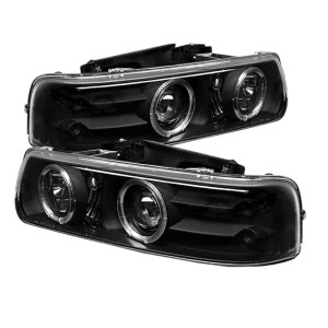 Chevrolet Silverado 1500 Headlights - SPYDER - Projector LED Halo - Black - `99-`02