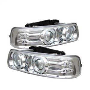Chevrolet Silverado 2500 Headlights - SPYDER - Projector + LED Halo - Chrome - `99-`02