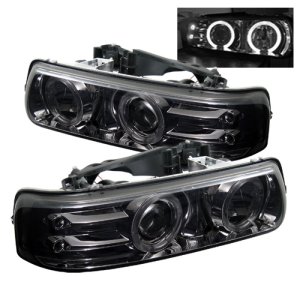Chevrolet Silverado 2500 Headlights - SPYDER - LED Halo Projector - Smoke - `99-`02
