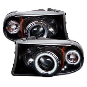 Dodge Dakota Headlight Set - Front - SPYDER - 1PC Projector CCFL Halo LED - Black - `97-`04