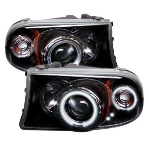 Dodge Dakota Headlight Set - Front - SPYDER - 1PC Projector CCFL Halo LED - Black - `97-`04