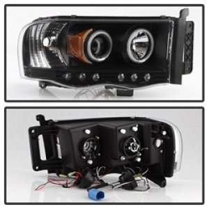 Dodge Ram 2500 Headlights - SPYDER - LED Halo Projector - Black - `03-`05