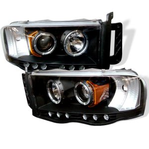 Dodge Ram 2500 Headlights - SPYDER - LED Halo Projector - Black - `03-`05
