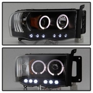 Dodge Ram 2500 Headlights - SPYDER - LED Halo Projector - Black - `03-`05