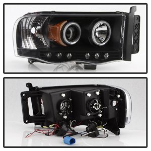 Dodge Ram 2500 Headlights - SPYDER - LED Halo Projector - Black - `03-`05