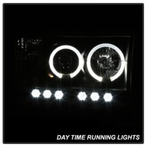 Dodge Ram 2500 Headlights - SPYDER - LED Halo Projector - Black - `03-`05