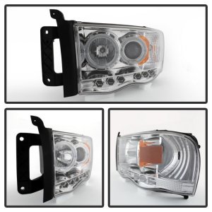 Dodge Ram 1500 Headlights - SPYDER - LED Halo Projector - Chrome - `02-`05