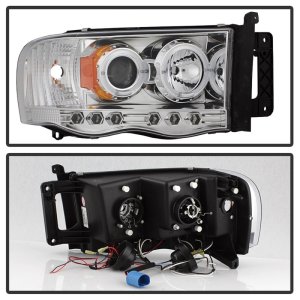 Dodge Ram 2500 Headlights - SPYDER - LED Halo Projector - Chrome - `03-`05