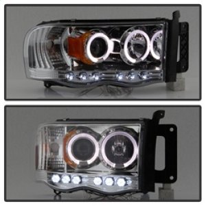 Dodge Ram 2500 Headlights - SPYDER - LED Halo Projector - Chrome - `03-`05