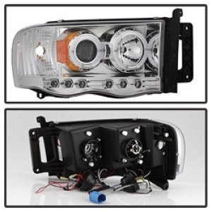 Dodge Ram 2500 Headlights - SPYDER - LED Halo Projector - Chrome - `03-`05