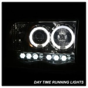 Dodge Ram 2500 Headlights - SPYDER - LED Halo Projector - Chrome - `03-`05