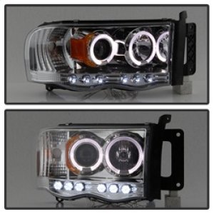 Dodge Ram 2500 Headlights - SPYDER - LED Halo Projector - Chrome - `03-`05
