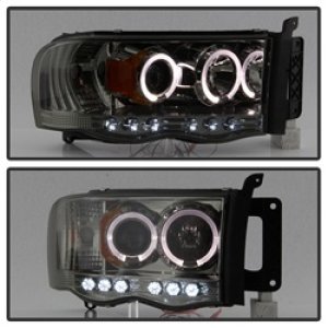 Dodge Ram 1500 Headlights - SPYDER - LED Halo Projector - Smoke - `02-`05