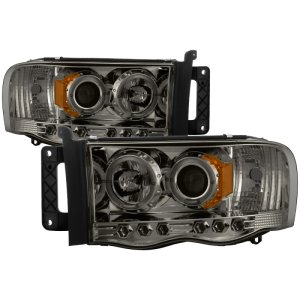 Dodge Ram 1500 Headlights - SPYDER - LED Halo Projector - Smoke - `02-`05