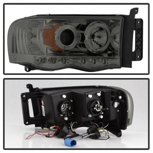 Dodge Ram 1500 Headlights - SPYDER - LED Halo Projector - Smoke - `02-`05