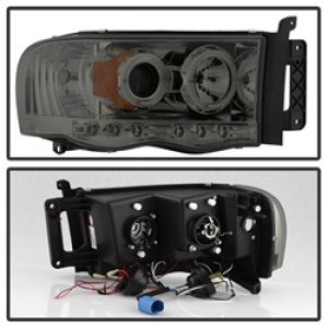 Dodge Ram 2500 Headlights - SPYDER - LED Halo Projector - Smoke - `03-`05