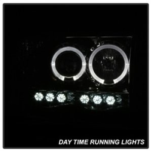 Dodge Ram 2500 Headlights - SPYDER - LED Halo Projector - Smoke - `03-`05