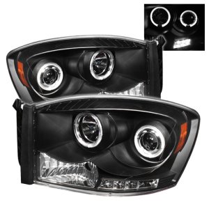 Dodge Ram 1500 Headlights - SPYDER - LED Halo Projector - Black - `06-`08