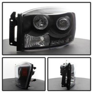 Dodge Ram 1500 Headlights - SPYDER - LED Halo Projector - Black - `06-`08