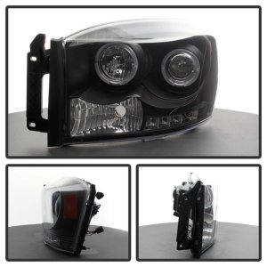 Dodge Ram 2500 Headlights - SPYDER - LED Halo Projector - Black - `06-`09