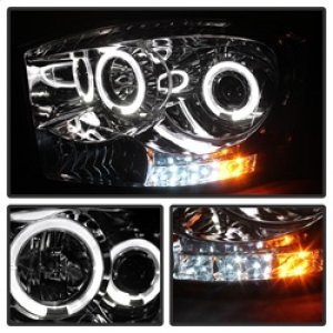 Dodge Ram 1500 Headlights - SPYDER - LED Halo Projector - Chrome - `06-`08