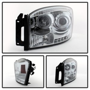 Dodge Ram 1500 Headlights - SPYDER - LED Halo Projector - Chrome - `06-`08