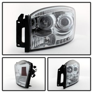 Dodge Ram 2500 Headlights - SPYDER - LED Halo Projector - Chrome - `06-`09