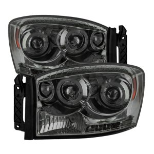 Dodge Ram 1500 Headlights - SPYDER - LED Halo Projector - Smoke - `06-`08