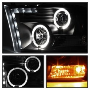 Dodge Ram 1500 Headlights - SPYDER - Projector LED Halo - Black - `09-`14