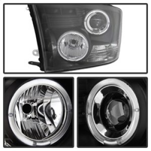Dodge Ram 1500 Headlights - SPYDER - Projector LED Halo - Black - `09-`14