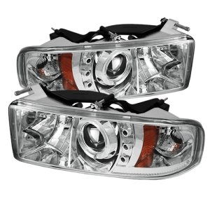 Dodge Ram 1500 Headlights - SPYDER - Projector LED Halo - Chrome - `94-`01