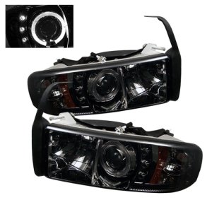 Dodge Ram 1500 Headlights - SPYDER - LED Halo Projector - Smoke - `94-`01